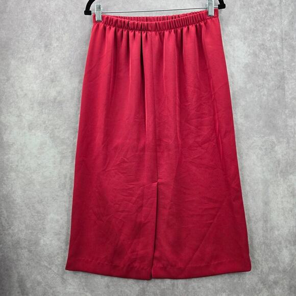 Red Midi Pull On Elastic Split Executive Suit Skirt Plus 14W - Picture 2 of 5